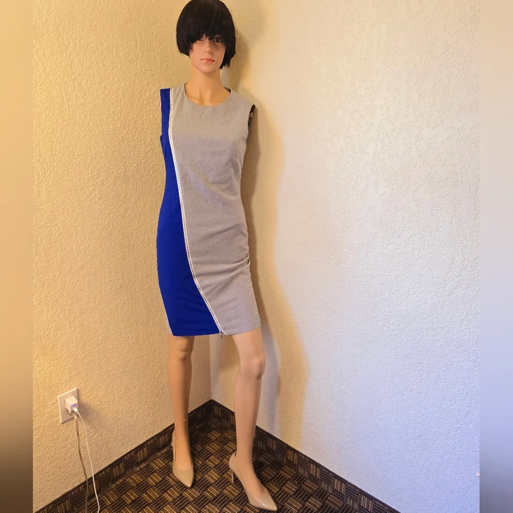 Calvin Klein Black and White Leaf Print Dress - Picture 2 of 8